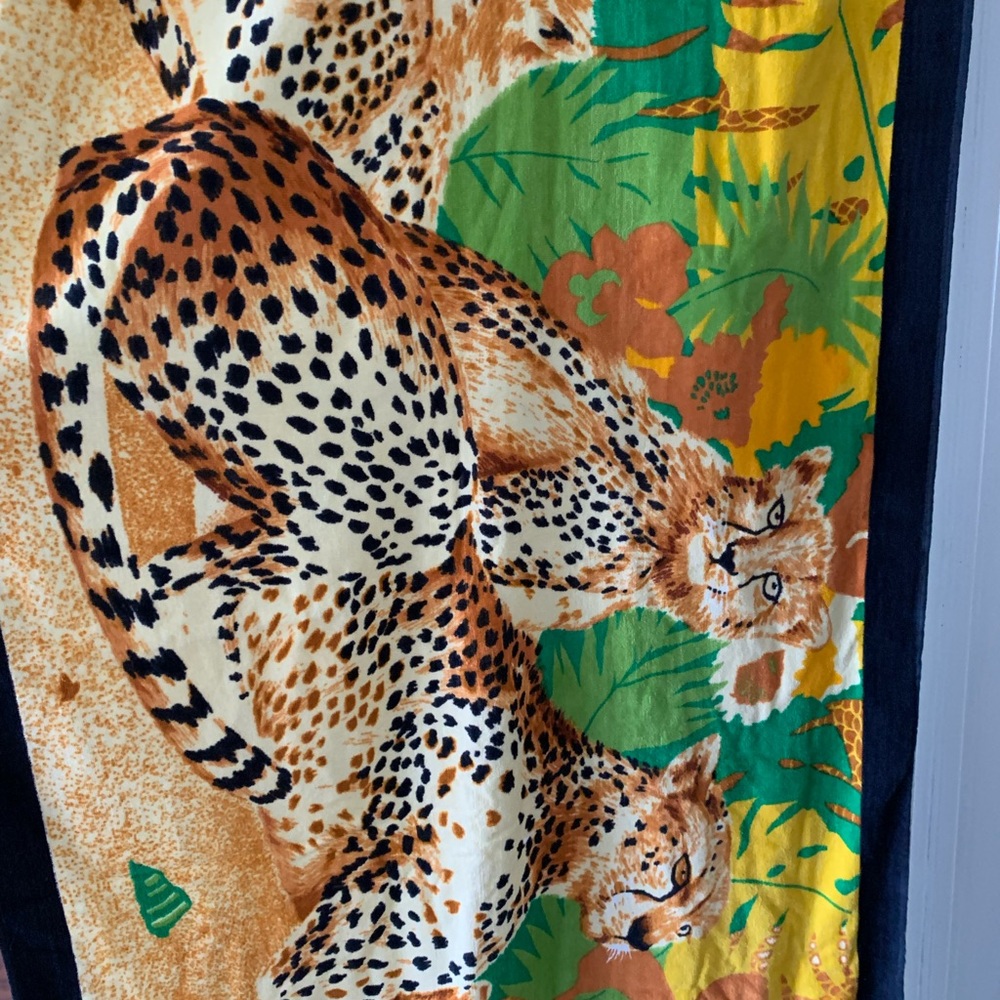 2  vintage beach towels approximately 30x56 NWOT leopard print 100% cotton